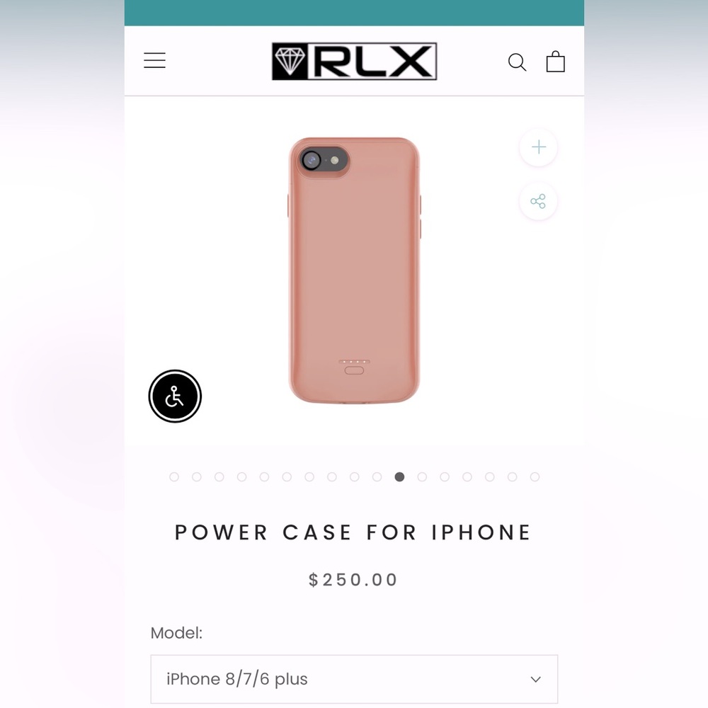 RLX battery phone case for iPhone 8 Plus/ 7/ or 6.  Rose Gold, in goof condition